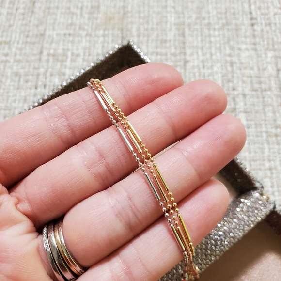 14k Gold Tri-Color Multi Layer Necklace - Picture 8 of 16